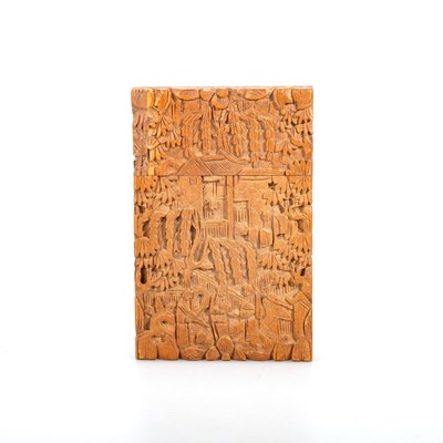 Lot 201 - A CHINESE CARVED SANDALWOOD CARD CASE, 19TH CENTURY