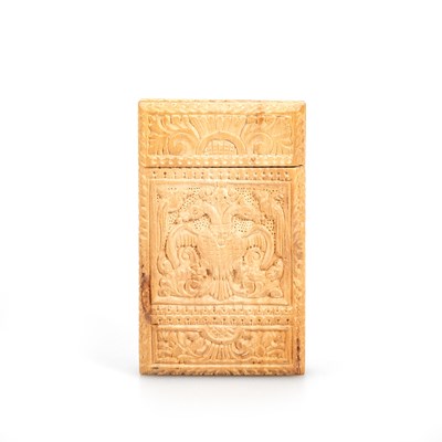 Lot 199 - A SOUTH-WEST INDIAN SANDALWOOD CARD CASE, 19TH CENTURY