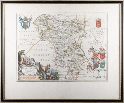 Lot 5 - AFTER JOAN BLAEU (1596-1673), A MAP OF DERBYSHIRE