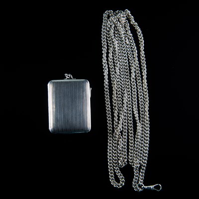 Lot 570 - A CONTINENTAL SILVER EBEL PURSE WATCH WITH CHAIN
