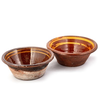 Lot 49 - TWO SLIP-DECORATED BOWLS, PROBABLY BUCKLEY POTTERY
