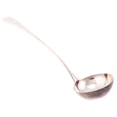 Lot 518 - A GEORGE III SILVER SOUP LADLE