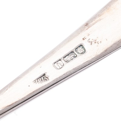 Lot 518 - A GEORGE III SILVER SOUP LADLE