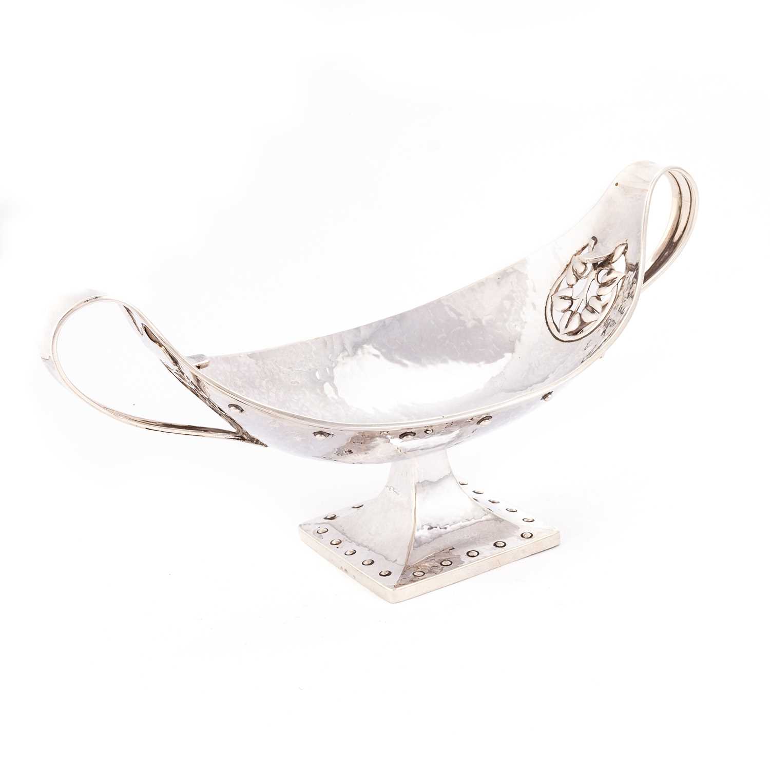 Lot 446 - A.E. JONES: AN ARTS AND CRAFTS SILVER TWO-HANDLED BOWL