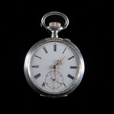 Lot 571 - AN IWC OPEN FACED CONTINENTAL SILVER KEYLESS POCKET WATCH