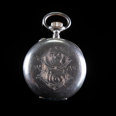 Lot 571 - AN IWC OPEN FACED CONTINENTAL SILVER KEYLESS POCKET WATCH