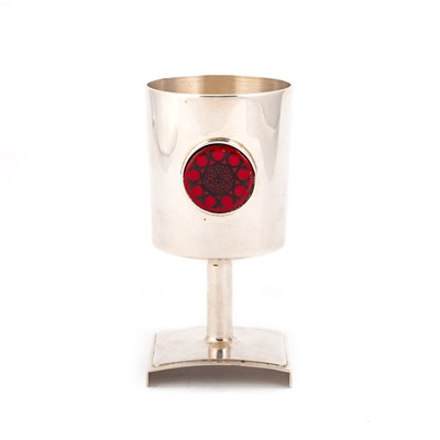 Lot 414 - AN ELIZABETH II SILVER AND ENAMEL GOBLET