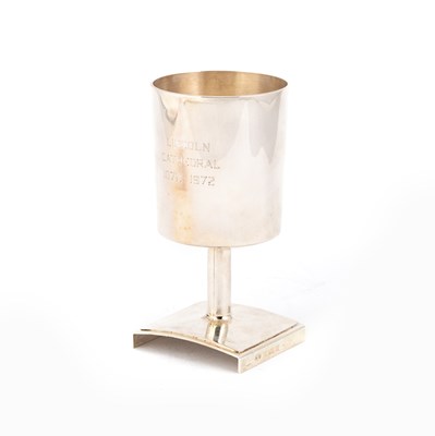 Lot 414 - AN ELIZABETH II SILVER AND ENAMEL GOBLET