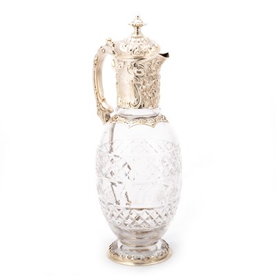 Lot 475 - A VICTORIAN SILVER-MOUNTED CLARET JUG