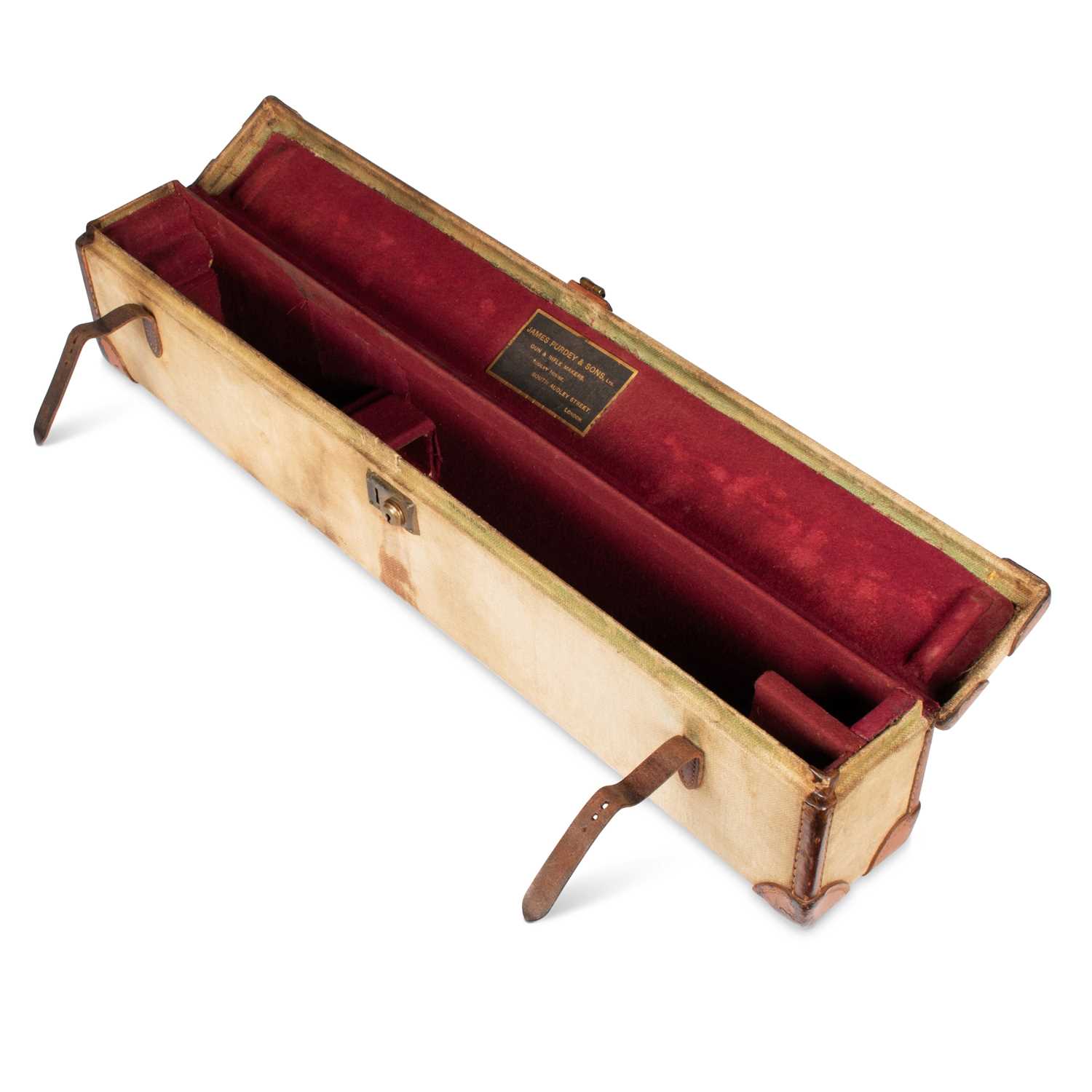 Lot 3 - A JAMES PURDEY & SONS CANVAS COVERED GUN CASE