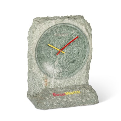 Lot 595 - AN OFFICIAL TISSOT STOCKIST ROCK CLOCK, CIRCA 1980