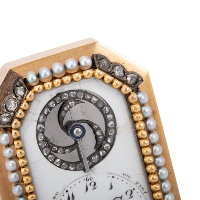 Lot 580 - A VERY RARE PEARL AND DIAMOND QUARTER-REPEATING RING WATCH, SIGNED GE. ACHARD ET FILS, CIRCA 1800