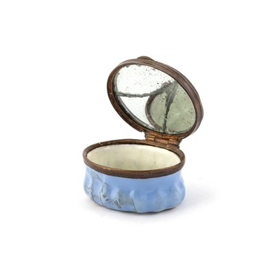 Lot 553 - NELSON: AN ENGLISH ENAMEL PATCH BOX, CIRCA 1800