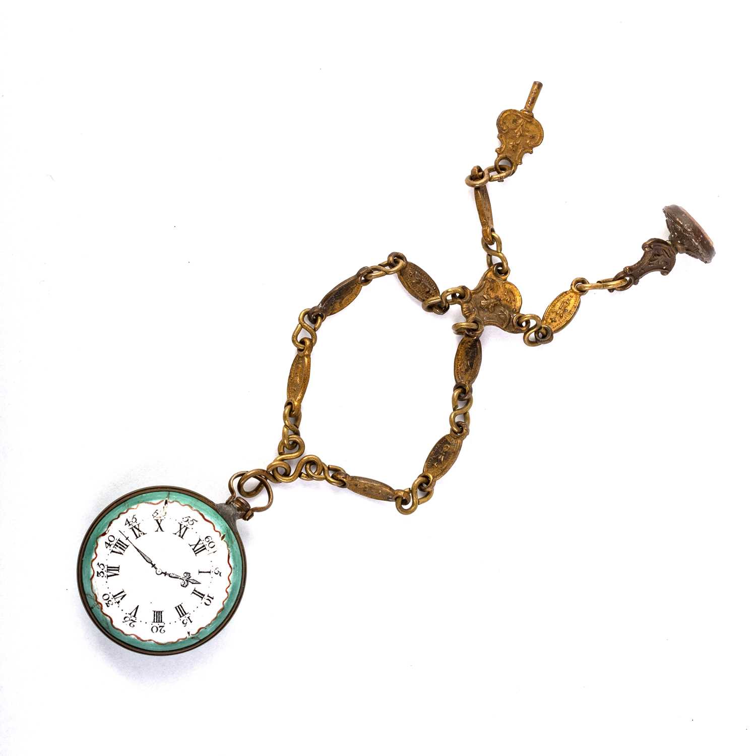 Lot 542 - A SOUTH STAFFORDSHIRE ENAMEL TOY WATCH (FAUX MONTRE), CIRCA 1770-80
