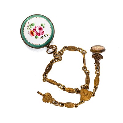 Lot 542 - A SOUTH STAFFORDSHIRE ENAMEL TOY WATCH (FAUX MONTRE), CIRCA 1770-80