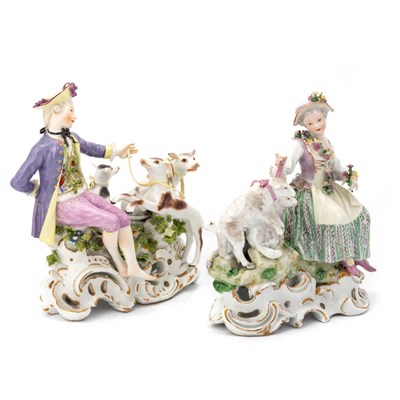 Lot 48 - A PAIR OF MEISSEN FIGURES OF A SHEPHERD AND SHEPHERDESS, LATE 18TH CENTURY