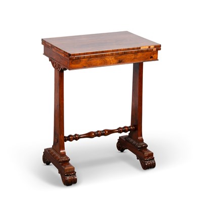 Lot 800 - A REGENCY ROSEWOOD PILLAR-END WRITING TABLE