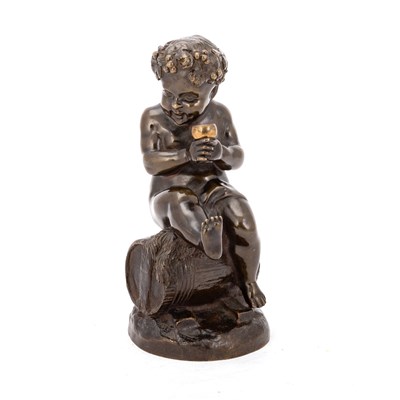 Lot 635 - A BRONZE FIGURE OF A BACCHUS PUTTO