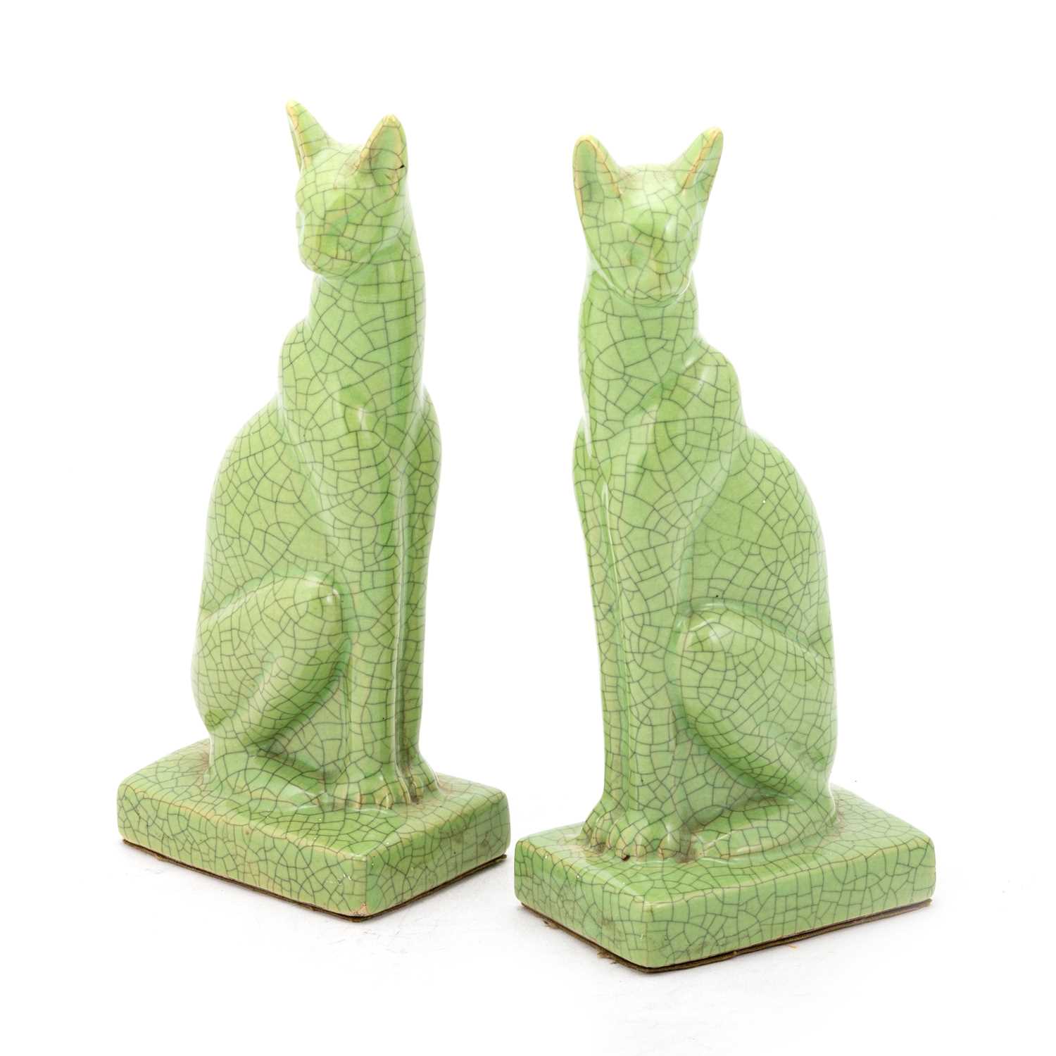 Lot 37 - A PAIR OF ART DECO CRACKLE-GLAZED MODELS OF CATS