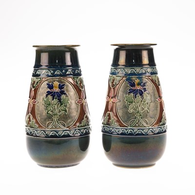 Lot 59 - A PAIR OF BOURNE DENBY STONEWARE VASES, EARLY 20TH CENTURY