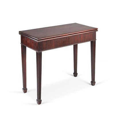 Lot 764 - A GEORGE III MAHOGANY FOLDOVER TEA TABLE