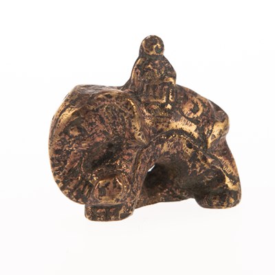 Lot 206 - A CHINESE BRONZE OF AN ELEPHANT AND RIDER