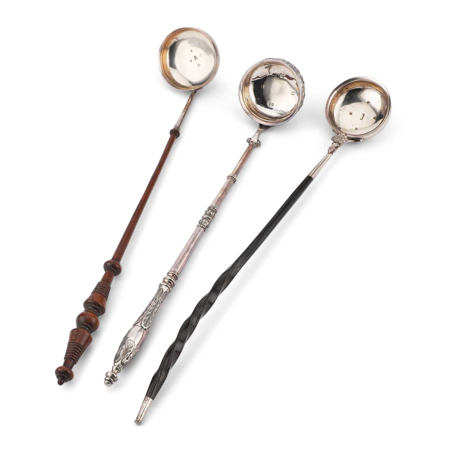 Lot 177 - THREE SCOTTISH SILVER TODDY LADLES