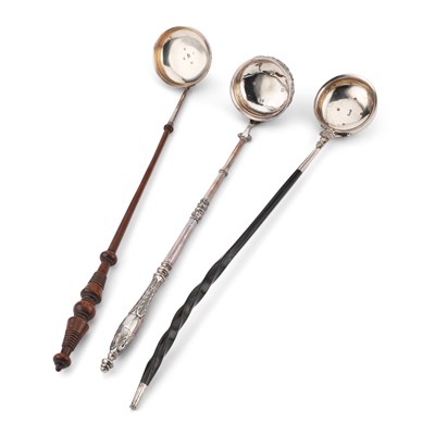 Lot 177 - THREE SCOTTISH SILVER TODDY LADLES