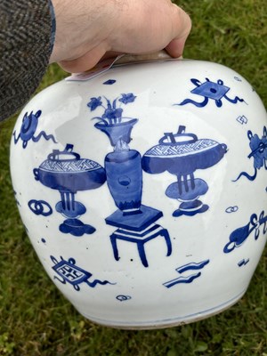 Lot 83 - A CHINESE BLUE AND WHITE GINGER JAR