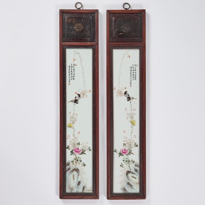 Lot 143 - A PAIR OF CHINESE PORCELAIN PANELS