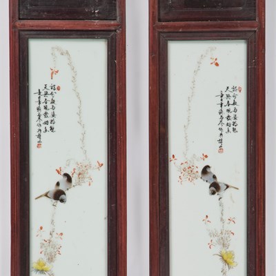 Lot 143 - A PAIR OF CHINESE PORCELAIN PANELS