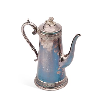 Lot 170 - A SILVER-PLATED COFFEE POT, LATE 19TH/EARLY 20TH CENTURY
