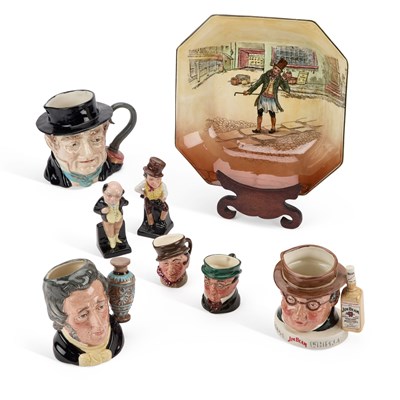 Lot 72 - A GROUP OF ROYAL DOULTON CHARACTER JUGS, FIGURES AND SERIES WARE BOWL