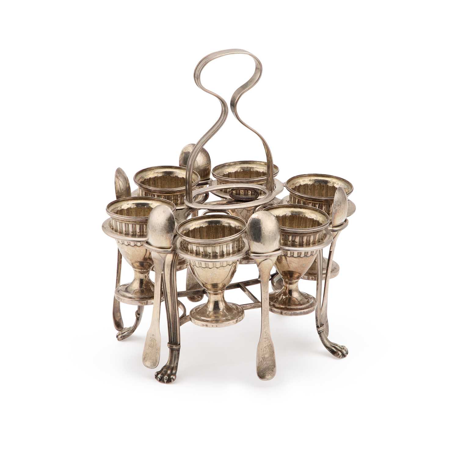 Lot 147 - AN EARLY 20TH CENTURY SILVER-PLATED EGG CRUET