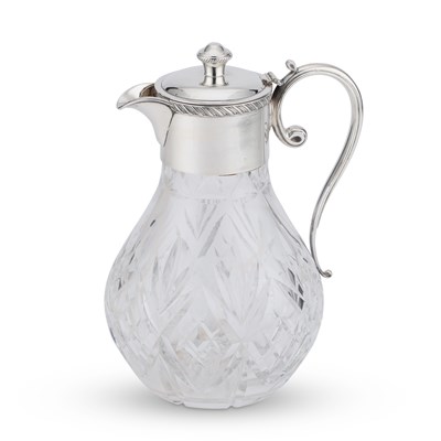 Lot 303 - AN ELIZABETH II SILVER-MOUNTED CUT-GLASS CLARET JUG