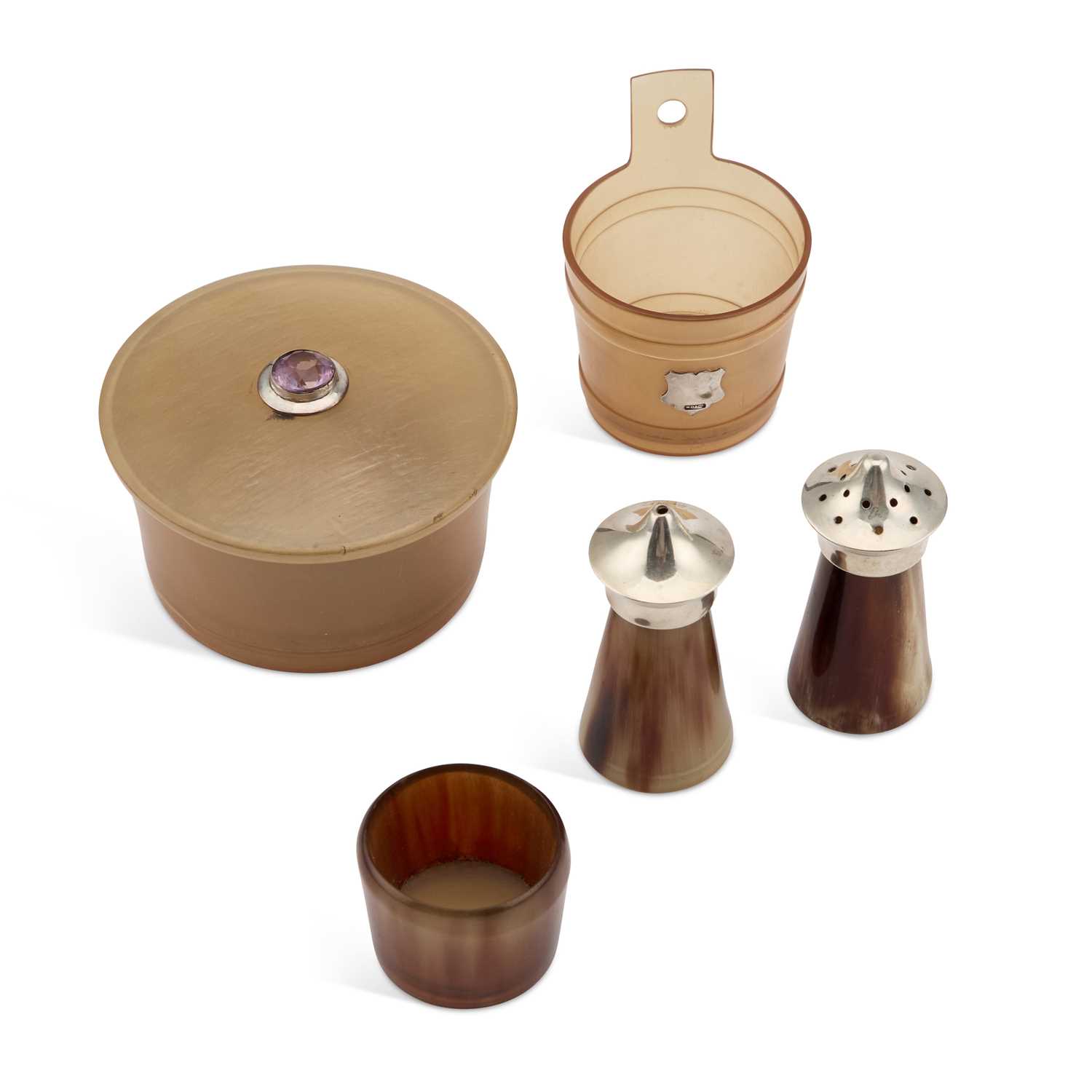 Lot 290 - FIVE SCOTTISH HORN CONDIMENTS