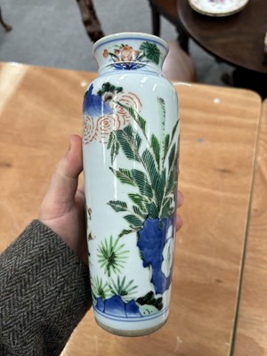Lot 101 - A CHINESE WUCAI SLEEVE VASE