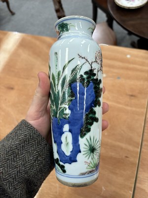 Lot 101 - A CHINESE WUCAI SLEEVE VASE