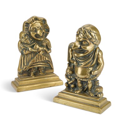 Lot 196 - A PAIR OF VICTORIAN BRASS PUNCH AND JUDY DOOR STOPS