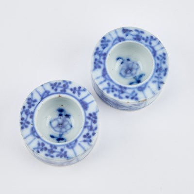 Lot 42 - A PAIR OF CONTINENTAL BLUE AND WHITE SALTS