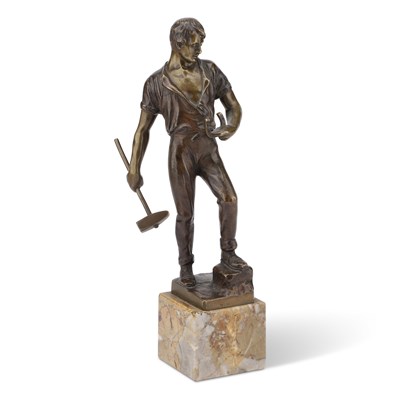 Lot 670 - ERNST BECK (AUSTRIAN, 1879-1941), A BRONZE FIGURE OF A BLACKSMITH