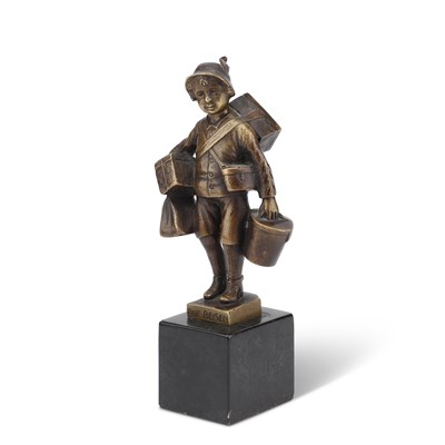 Lot 660 - ERNST BECK (AUSTRIAN, 1879-1941), A BRONZE FIGURE, 'AUF REISEN'