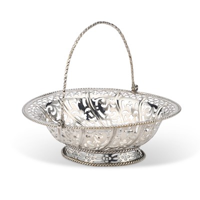 Lot 572 - A LATE GEORGE II SILVER SWEETMEAT BASKET