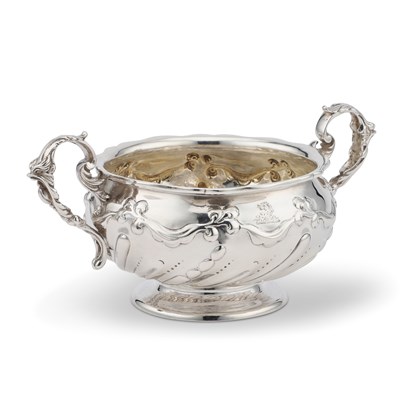 Lot 457 - A VICTORIAN SILVER TWO-HANDLED SUGAR BOWL