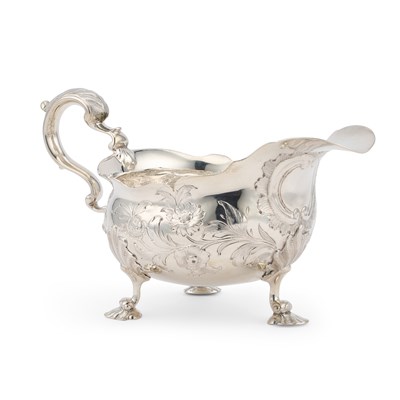 Lot 541 - A GEORGE II SILVER SAUCEBOAT