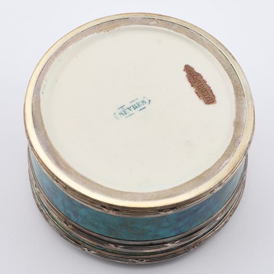 Lot 303 - MANNER OF PAUL MILET, A FRENCH SILVER-MOUNTED TURQUOISE GLAZED BOX AND COVER