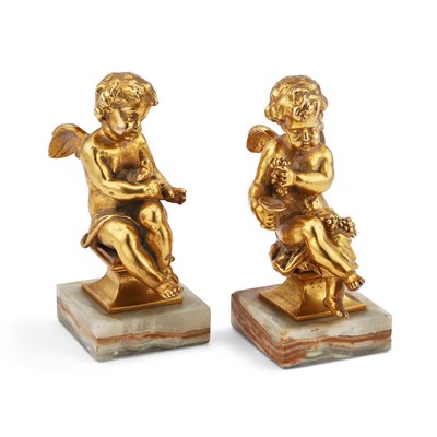 Lot 658 - A PAIR OF 19TH CENTURY GILT-BRONZE CHERUBS