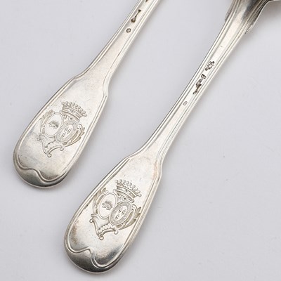 Lot 308 - THREE FRENCH PROVINCIAL SILVER TABLE SPOONS