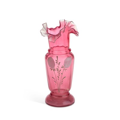 Lot 30 - A LATE 19TH CENTURY CRANBERRY GLASS VASE