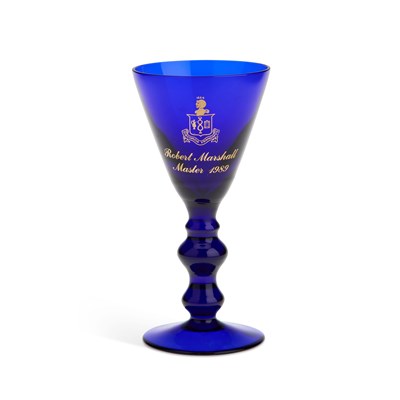 Lot 32 - MASONIC INTEREST: A BLUE GLASS GOBLET